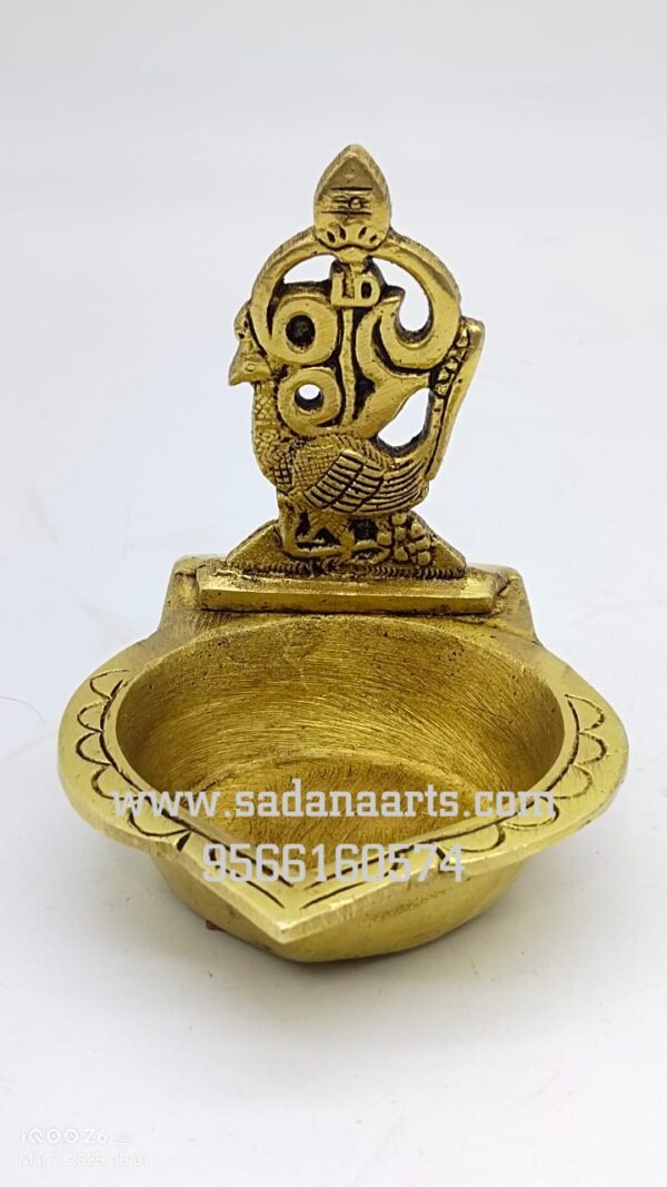 vel deepam with peacock in brass - Image 2