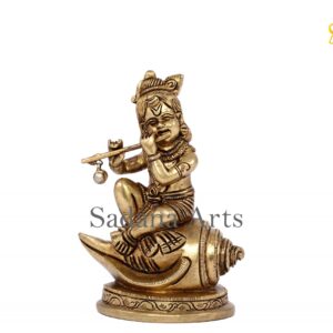 Flute Krishna sitting on sanghu -Sr25