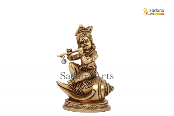 Flute Krishna sitting on sanghu -Sr25