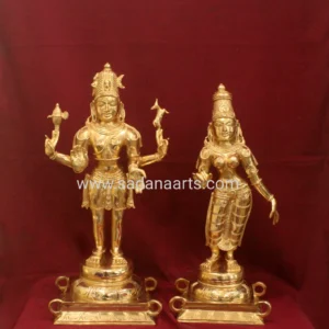 Standing Shivan Parvati Murti/ Panchaloha Statue shivan parvathi
