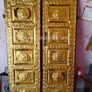 Brass covering work for temple door | Pooja room entrance brass interior