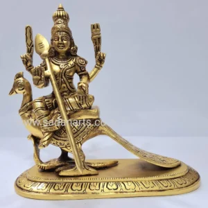 Brass murugar seated on Peacock