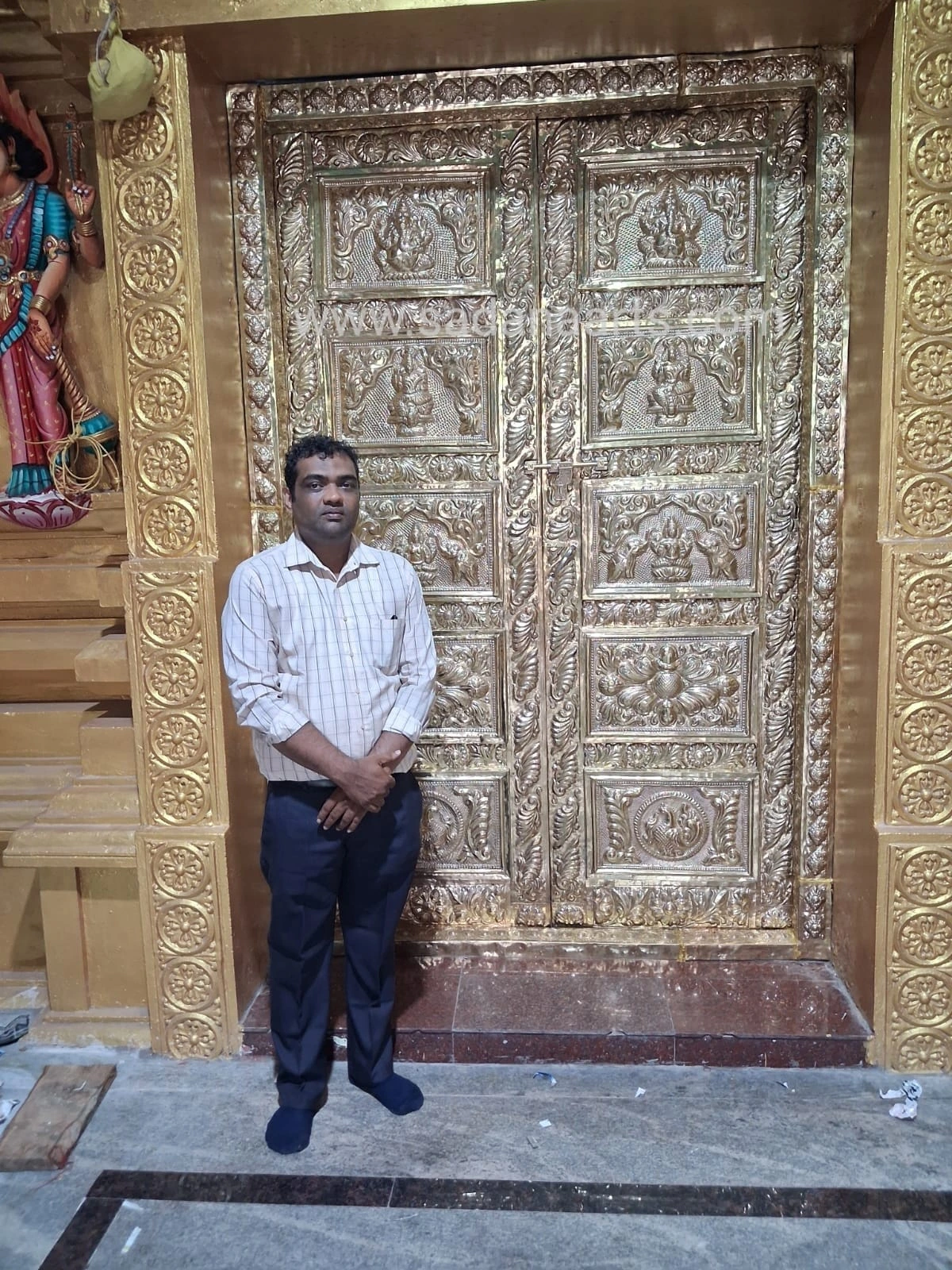 Brass covering work for temple door and pooja rooms