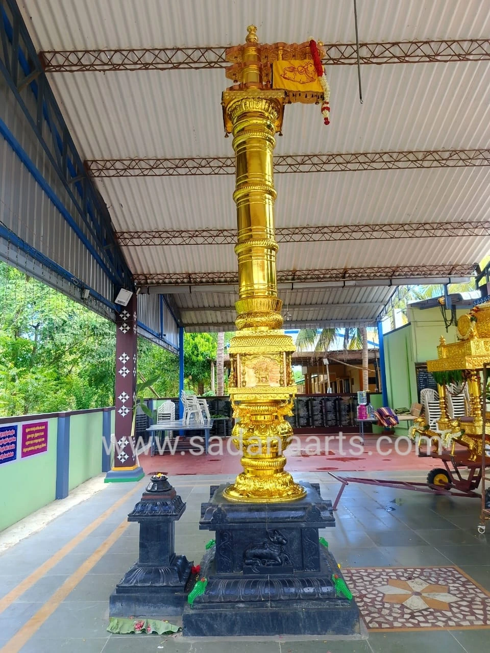 Kodimaram gold plating – Dwajasthambam gold plating